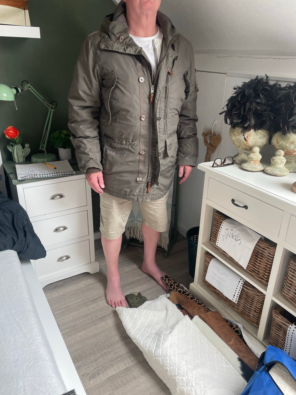 Moscow winterjas XL - Bruin/Groen met uitneembare binnenjas, Kleding | Heren, Ophalen of Verzenden, Gedragen, Maat 56/58 (XL)