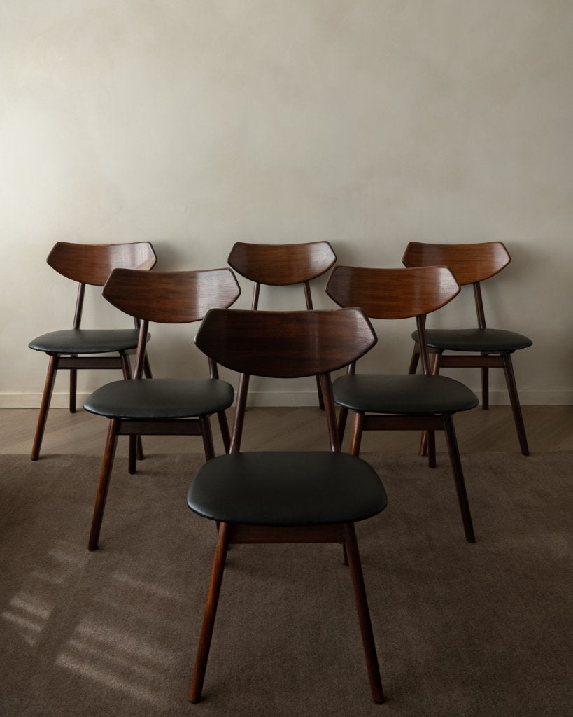 Vintage eetkamerstoelen van Louis van Teeffelen voor AWA, Huis en Inrichting, Stoelen, Ophalen, Gebruikt, Mid century modern, Zwart