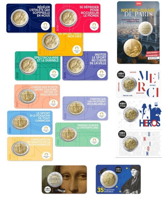 Verschillende coincards Frankrijk van 2020 t/m 2026, Ophalen of Verzenden, Frankrijk, 2 euro