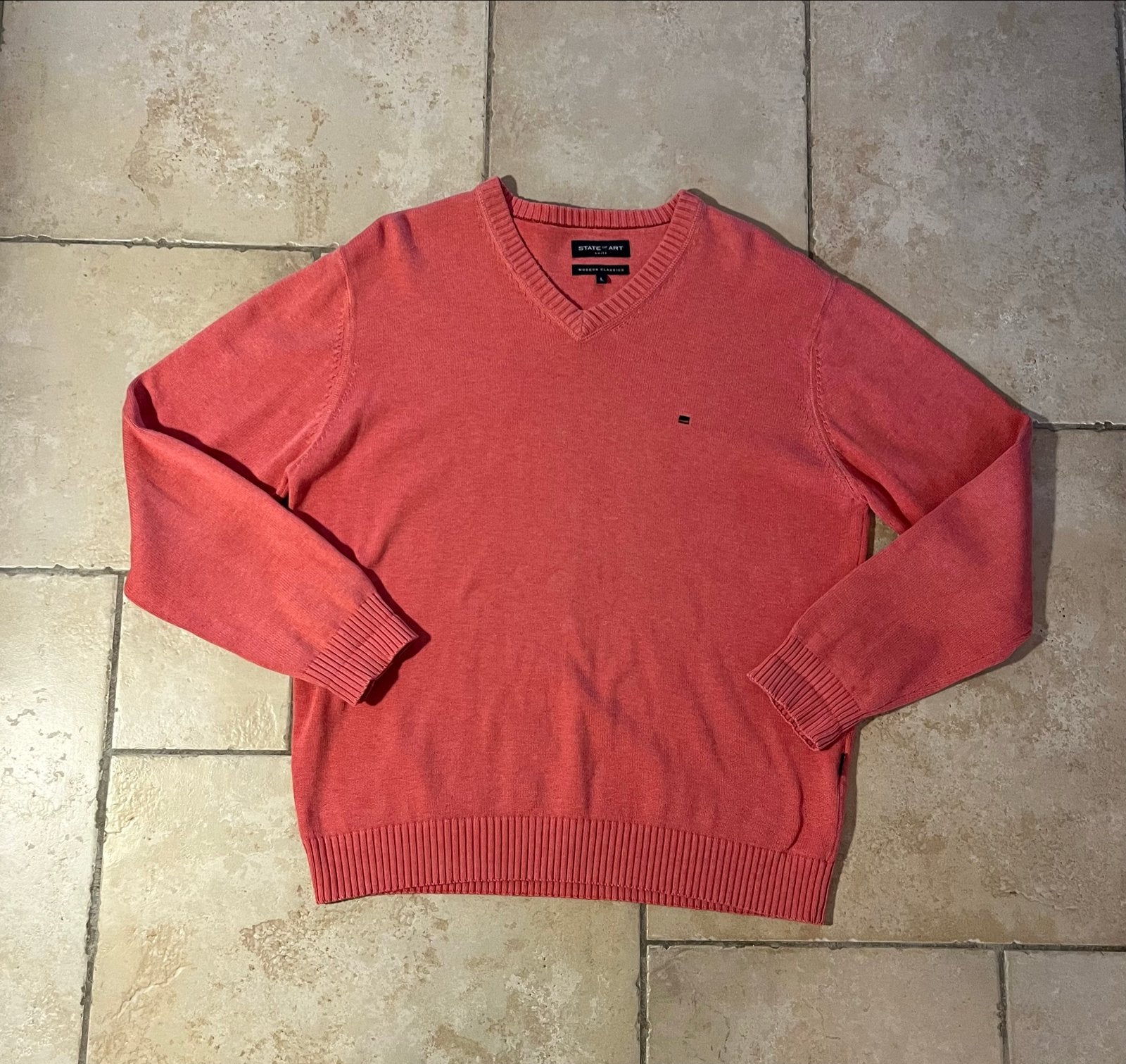 State of Art V-hals trui, maat L, koraalrood, Ophalen of Verzenden, Zo goed als nieuw, Maat 52/54 (L), Oranje