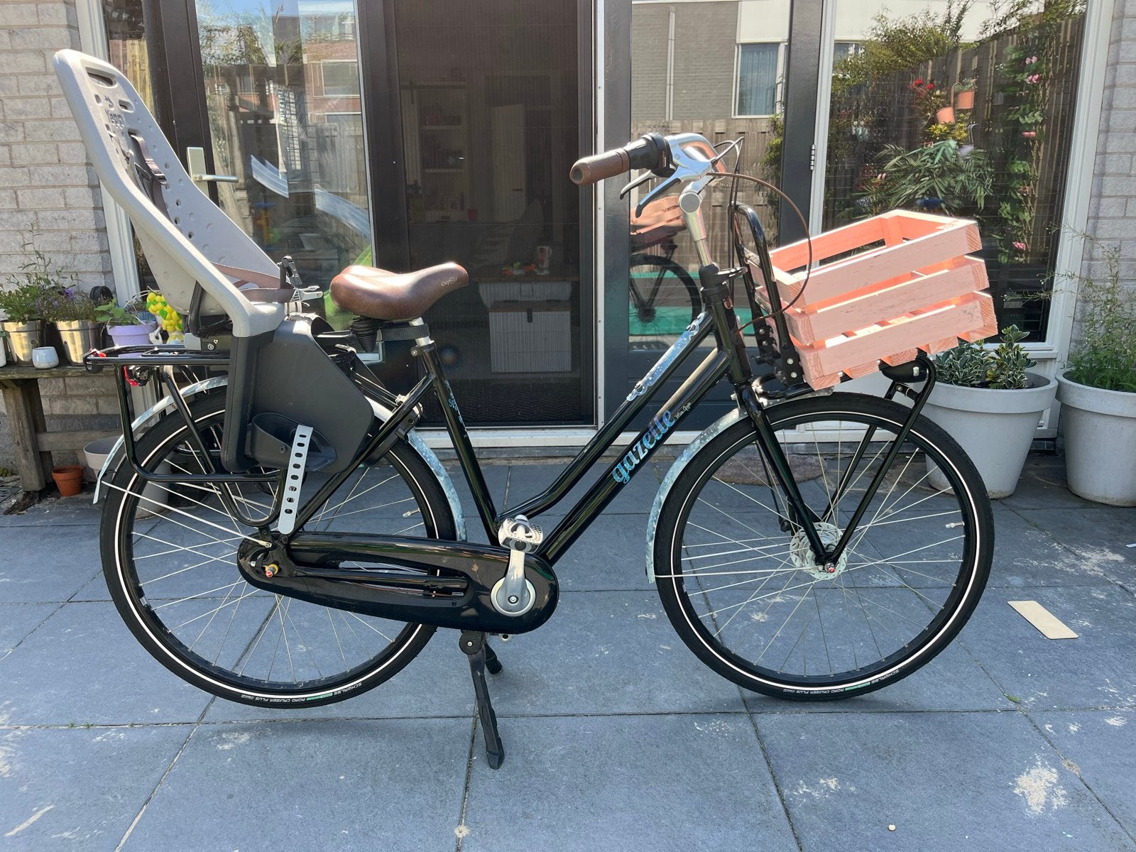 Gazelle Miss Grace damesfiets met Yepp kinderzitje, Fietsen en Brommers, Fietsen | Dames | Damesfietsen, Ophalen, 53 tot 56 cm
