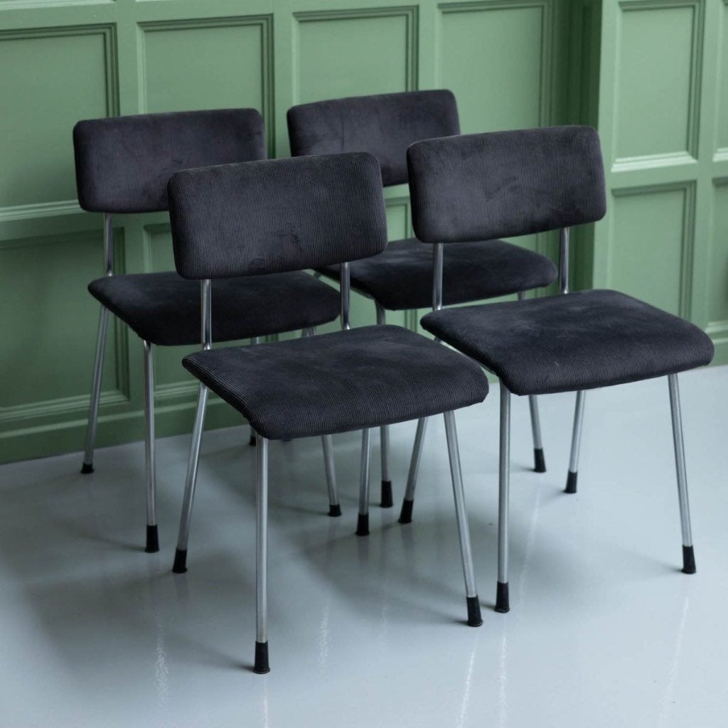 Vintage Gispen no. 1231 eetkamerstoel donkergrijs, Huis en Inrichting, Stoelen, Ophalen of Verzenden, Zo goed als nieuw, Eén, Stof