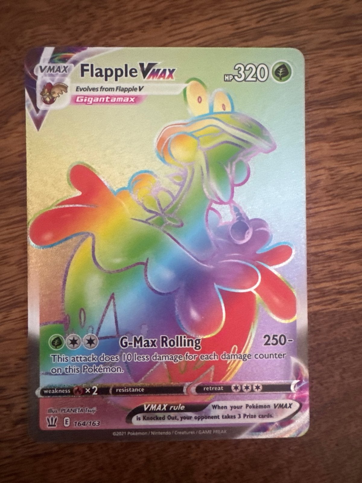 Flapple VMAX Rainbow Rare Pokémon Kaart 164/163, Ophalen of Verzenden, Zo goed als nieuw, Losse kaart, Foil