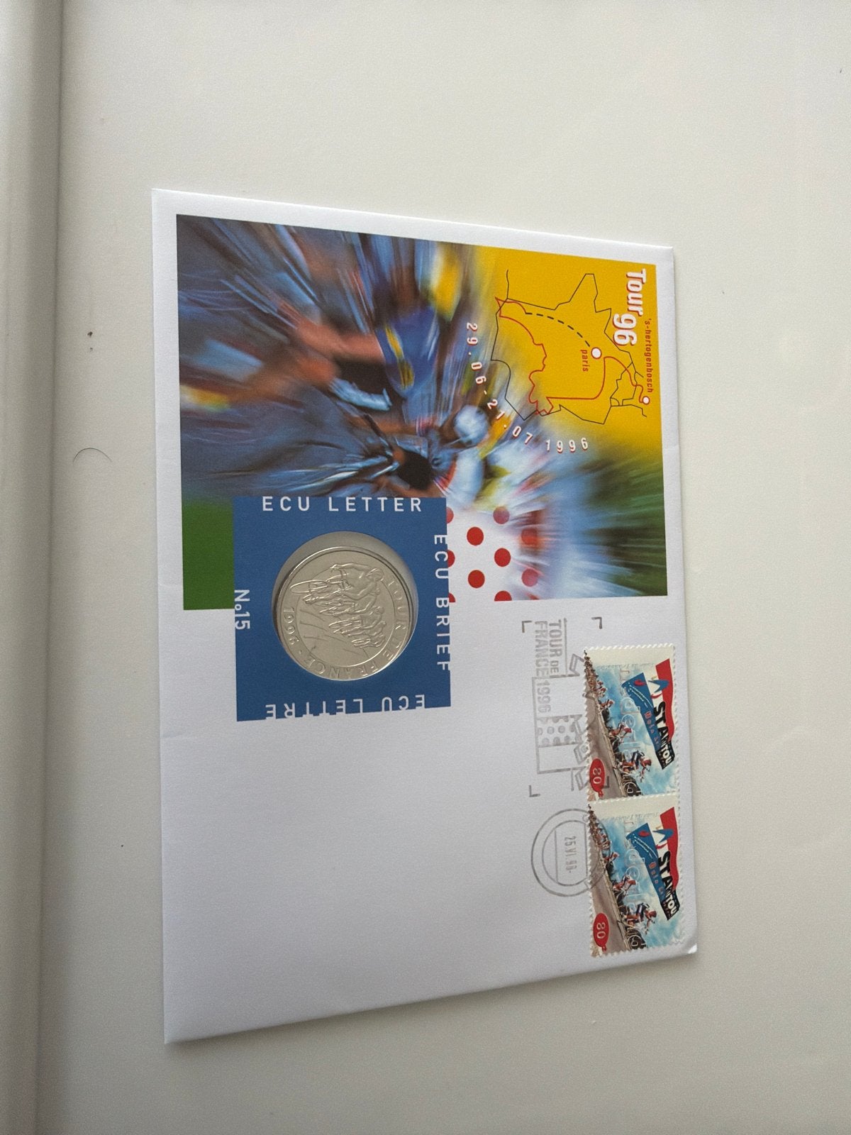 ECU Letter No. 15 met Tour de France 1996 postzegels, Verzenden, Onbeschreven, Europa
