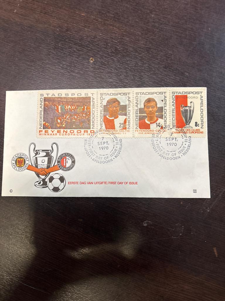 Feyenoord Europacup 1970 Eerste Dag Uitgifte Postzegels, Postzegels en Munten, Ophalen of Verzenden, Onbeschreven, Nederland