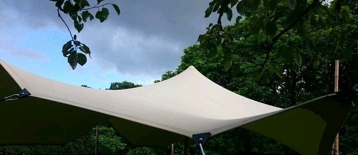 Stretchtent huren of kopen nieuw en gebruikt  handmade in NL, Tuin en Terras, Overige typen, 6 meter of meer, Zo goed als nieuw
