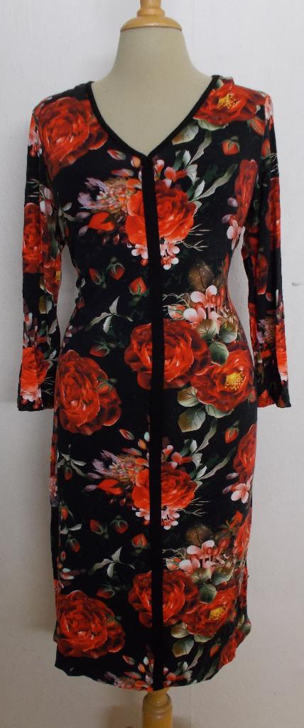 Rozen/bloemen print viscose jurk van Angelle Milan! M, Maat 38/40 (M), Overige kleuren, Verzenden, Zo goed als nieuw