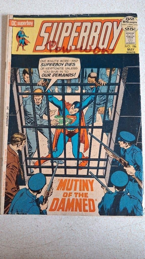 DC comic Superboy  nr 186  uit 1972, Amerika, Ophalen of Verzenden, Gelezen, Eén comic