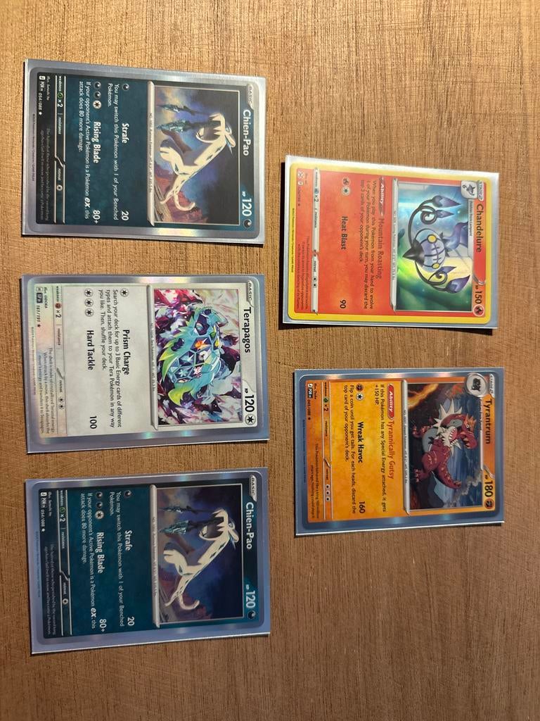 Zeldzame Holo Pokémon Kaarten - Chien-Pao, Terapagos, Chande, Verzamelen, Speelgoed, Zo goed als nieuw, Ophalen