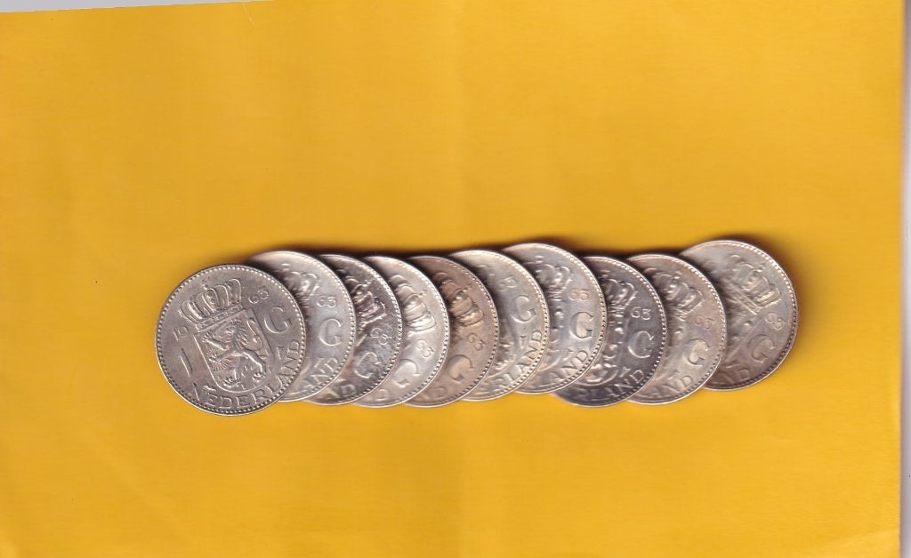 10 koningin Juliana Guldens 1963 met Patina Divers, 1 gulden, Koningin Juliana, Setje, Zilver