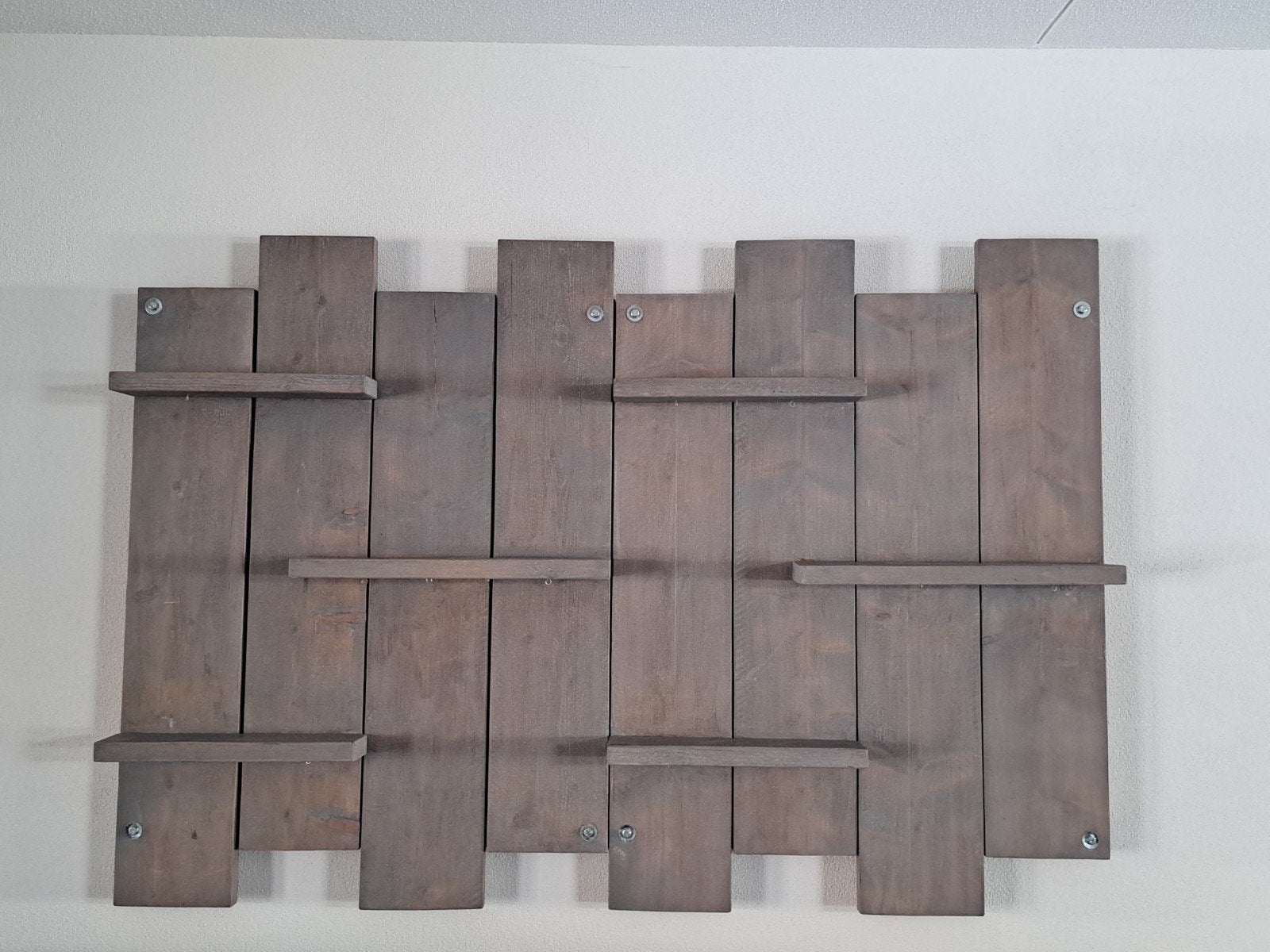 Twee steigerhout wandborden met planken, Ophalen, Hout, Grijs, Landelijk