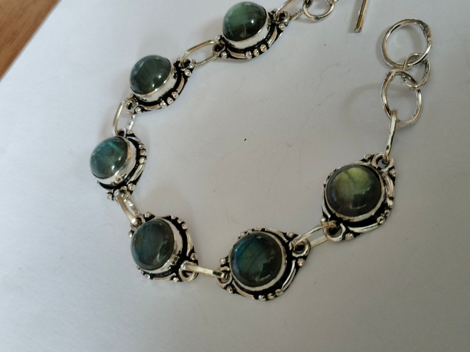 zilveren armband met labradoriet 20cm, Overige kleuren, Verzenden, Nieuw, Met edelsteen