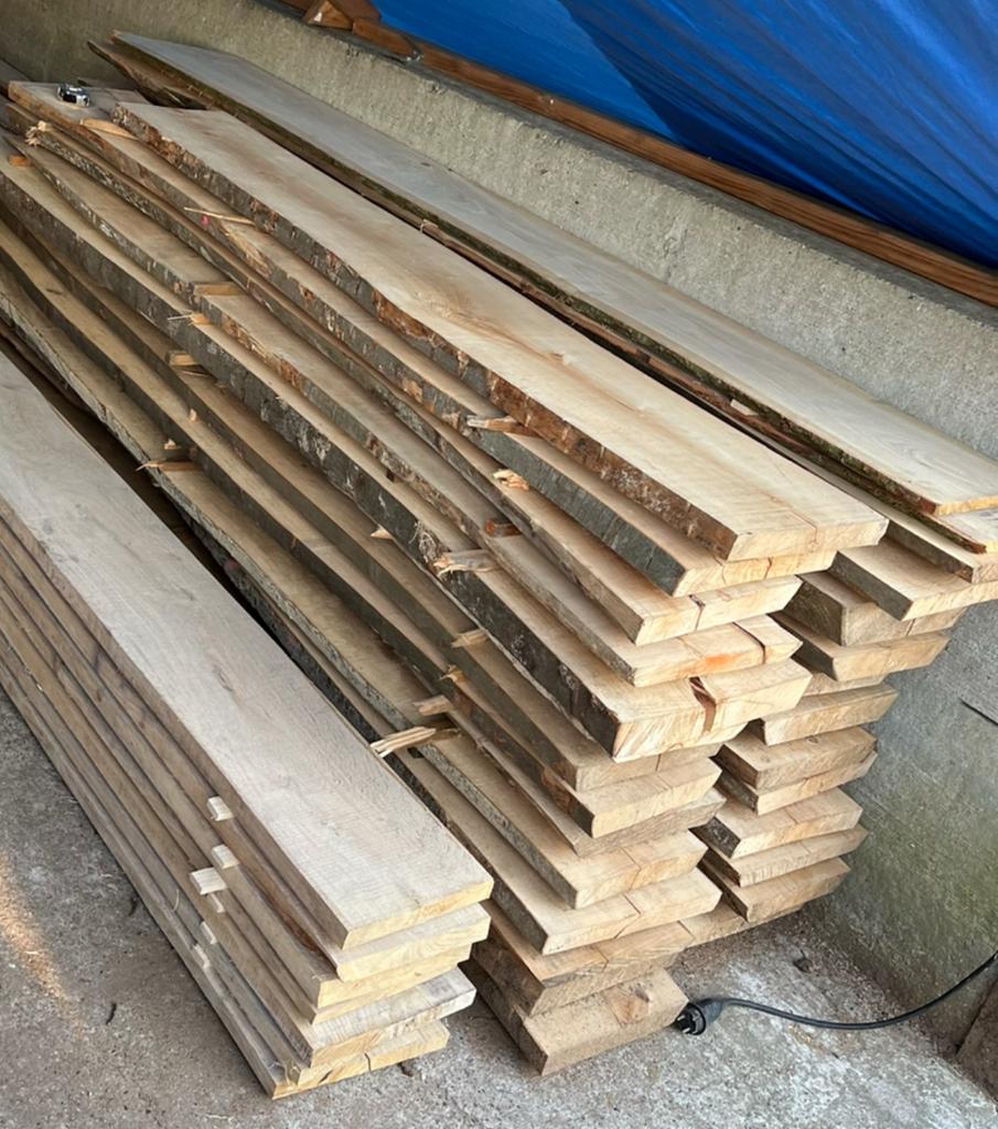 26 droge beuken schaaldelen, Doe-het-zelf en Verbouw, Hout en Planken, Ophalen, Gebruikt, 25 tot 50 mm, 200 tot 250 cm