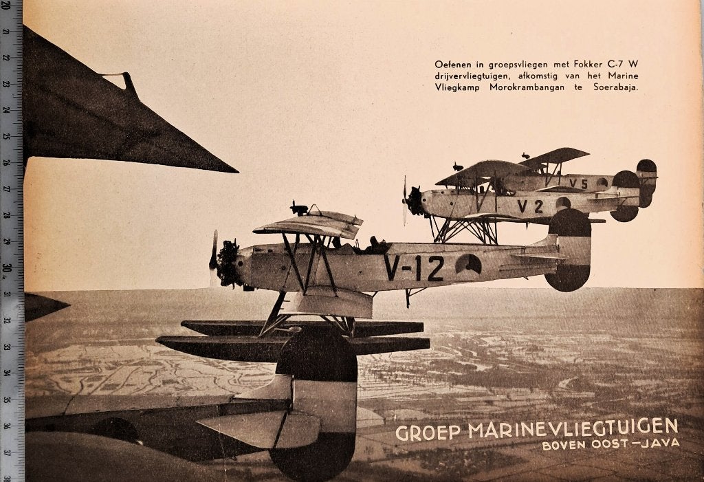 Leger Indië 1935; Fokker C-7-vliegtuigen boven Oost-Java, Verzamelen, Verzenden, Voor 1940, Gebruikt, Overige onderwerpen