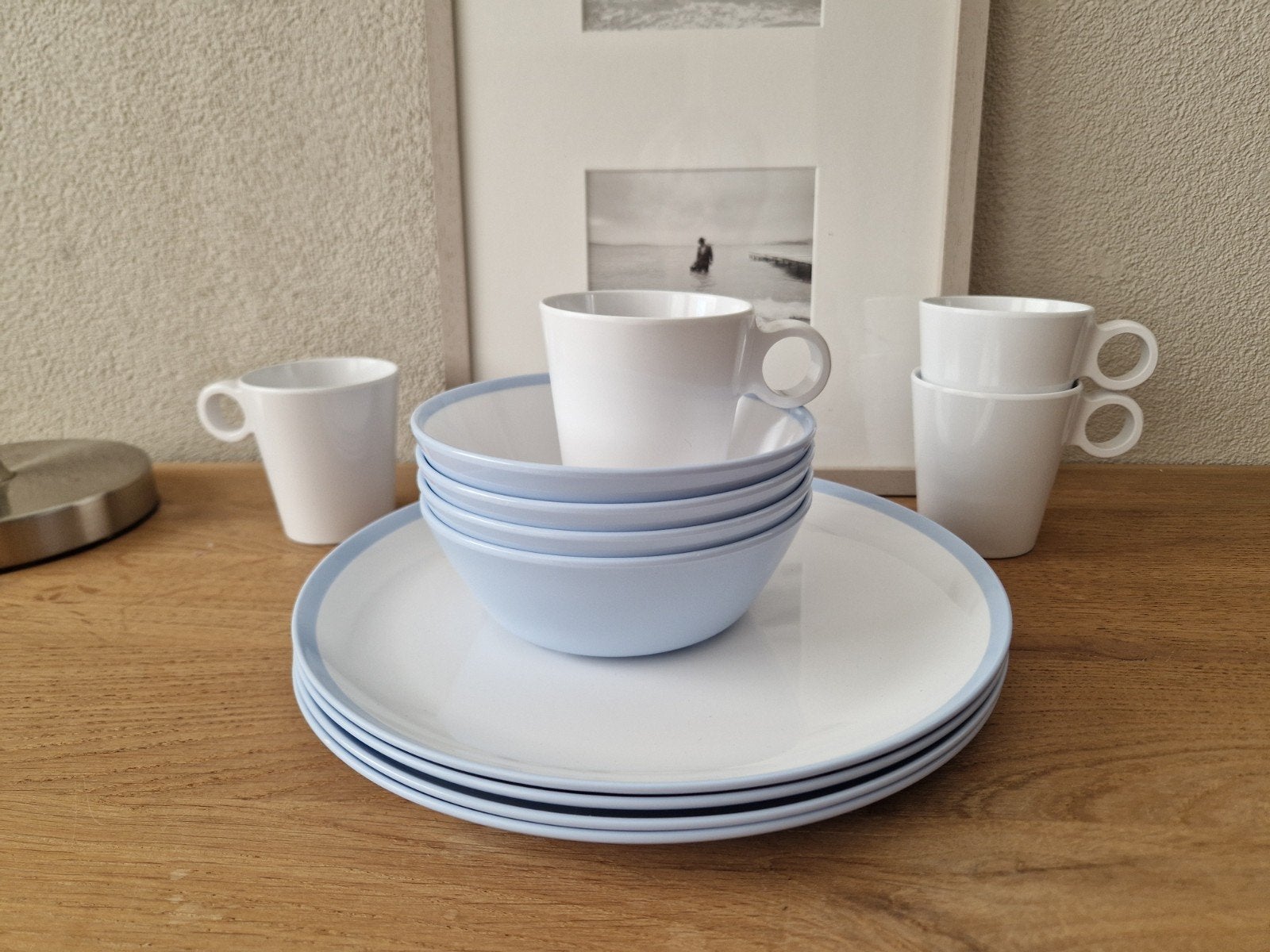 mepal flow servies nordic blue 4 pers, Caravans en Kamperen, Kampeeraccessoires, Ophalen of Verzenden, Zo goed als nieuw