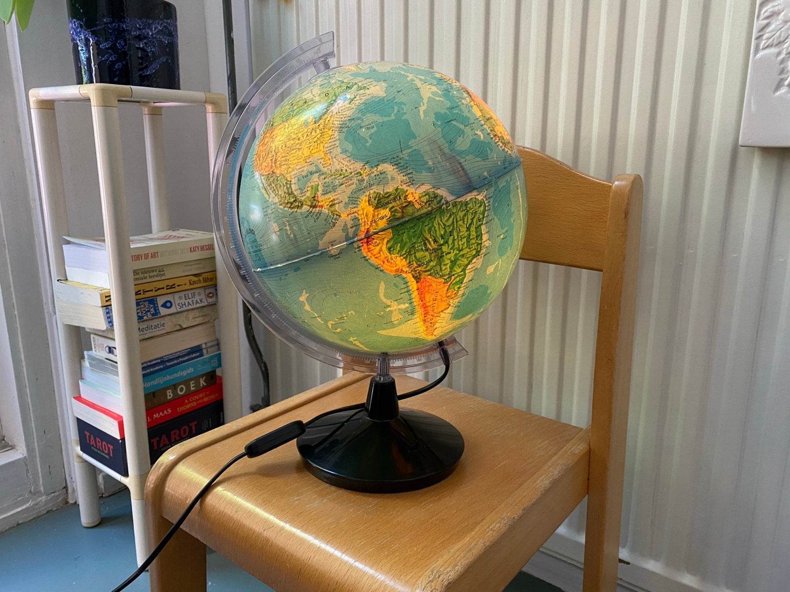 Vintage Verlichte Wereldbol Lamp, Ophalen, Verlicht, Gebruikt