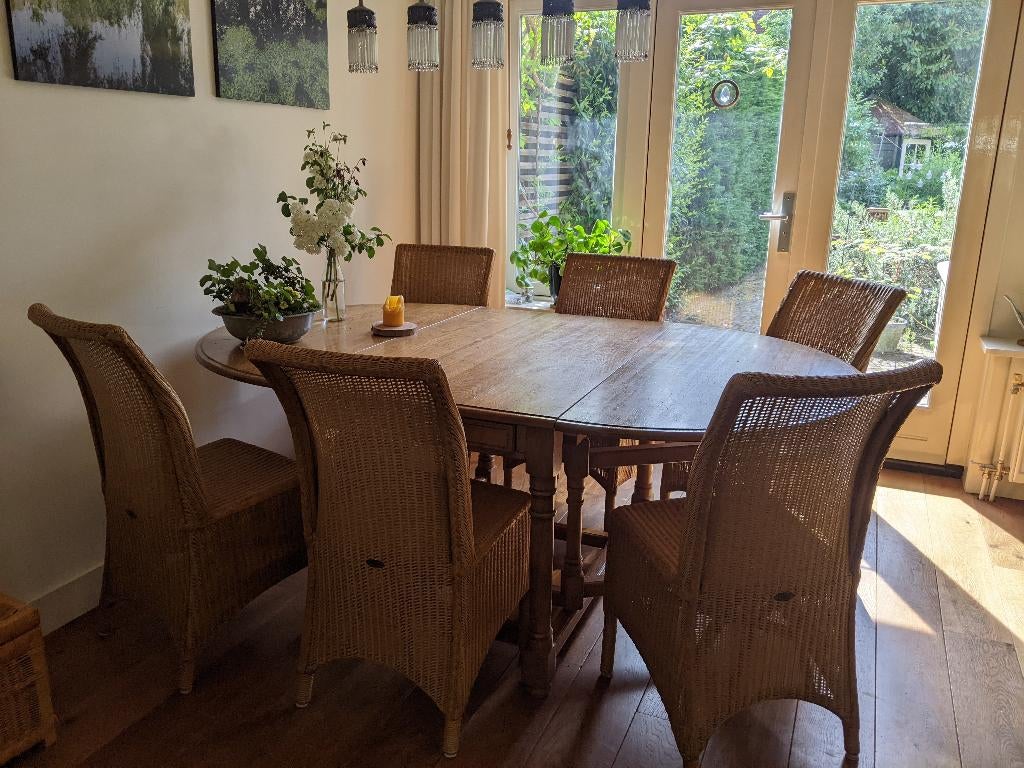 Te koop: 6 Lloyd Loom eetkamerstoelen, Ophalen, Gebruikt, Lloyd Loom ( Landelijk), Bruin