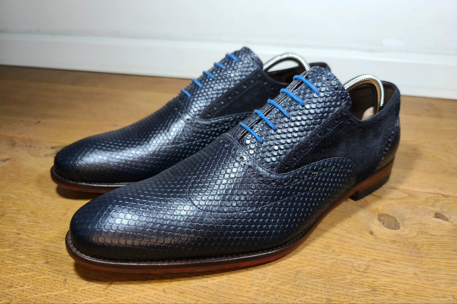 Floris van Bommel herenschoenen maat 8,5 / 42,5, Ophalen, Blauw, Floris van Bommel, Zo goed als nieuw