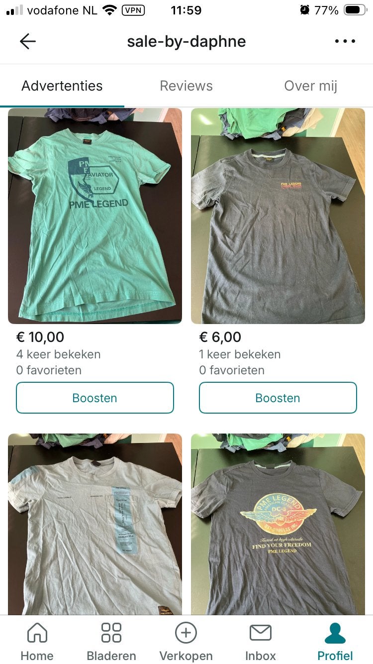Veel t shirts pme, Verzenden