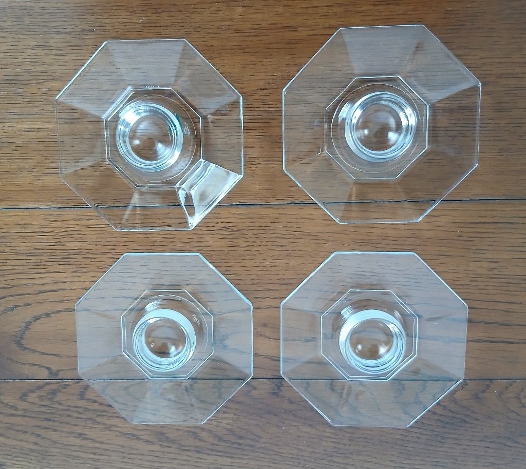 2x Set van 4 vintage Arcoroc 'Octime' eierdopjes, Overige merken, Overige typen, Ophalen of Verzenden, Overige stijlen