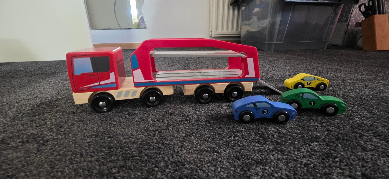 Playtive Junior Houten Autotransporter met 3 Auto's, Ophalen of Verzenden, Zo goed als nieuw
