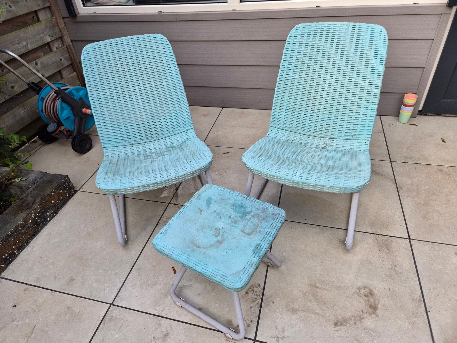 wicker loungeset, Tuin en Terras, Ophalen, Gebruikt, Wicker, Stapelbaar