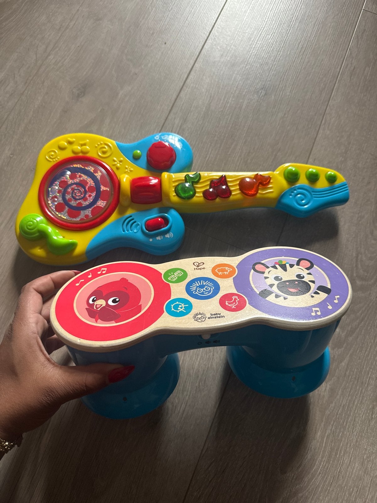 Baby Einstein gitaar en trommel speelgoed, Ophalen of Verzenden, Gebruikt, Overige typen, Met licht