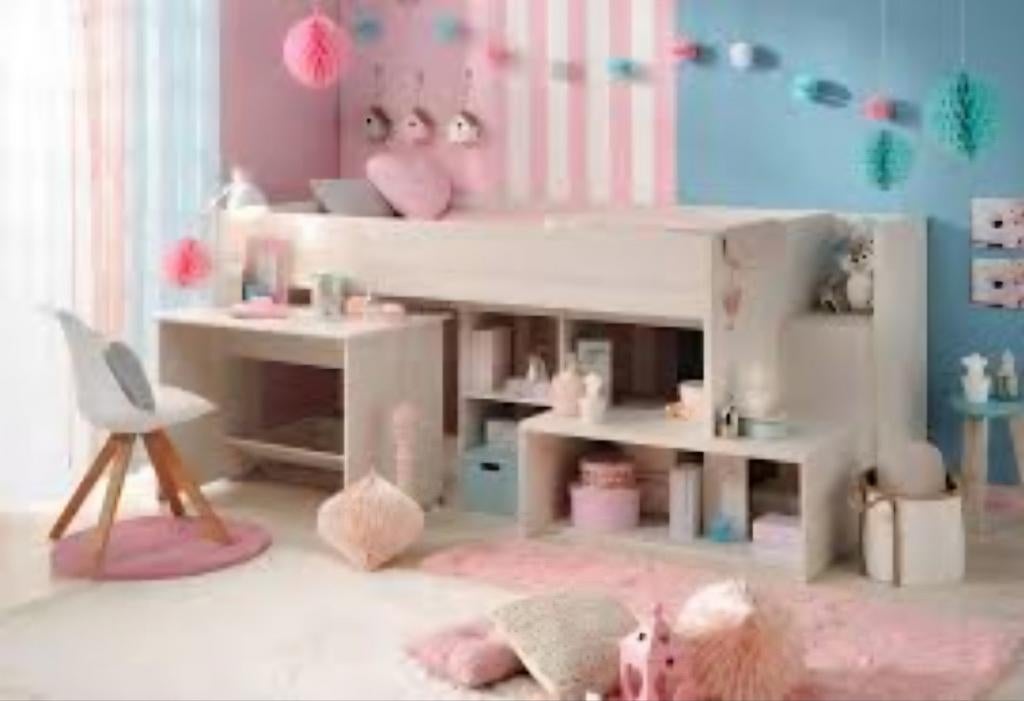 Parisot Lucas Hoogslaper 90x200 met bureau en opbergruimte, Ophalen, 85 tot 100 cm, Gebruikt, Hoogslaper of Stapelbed