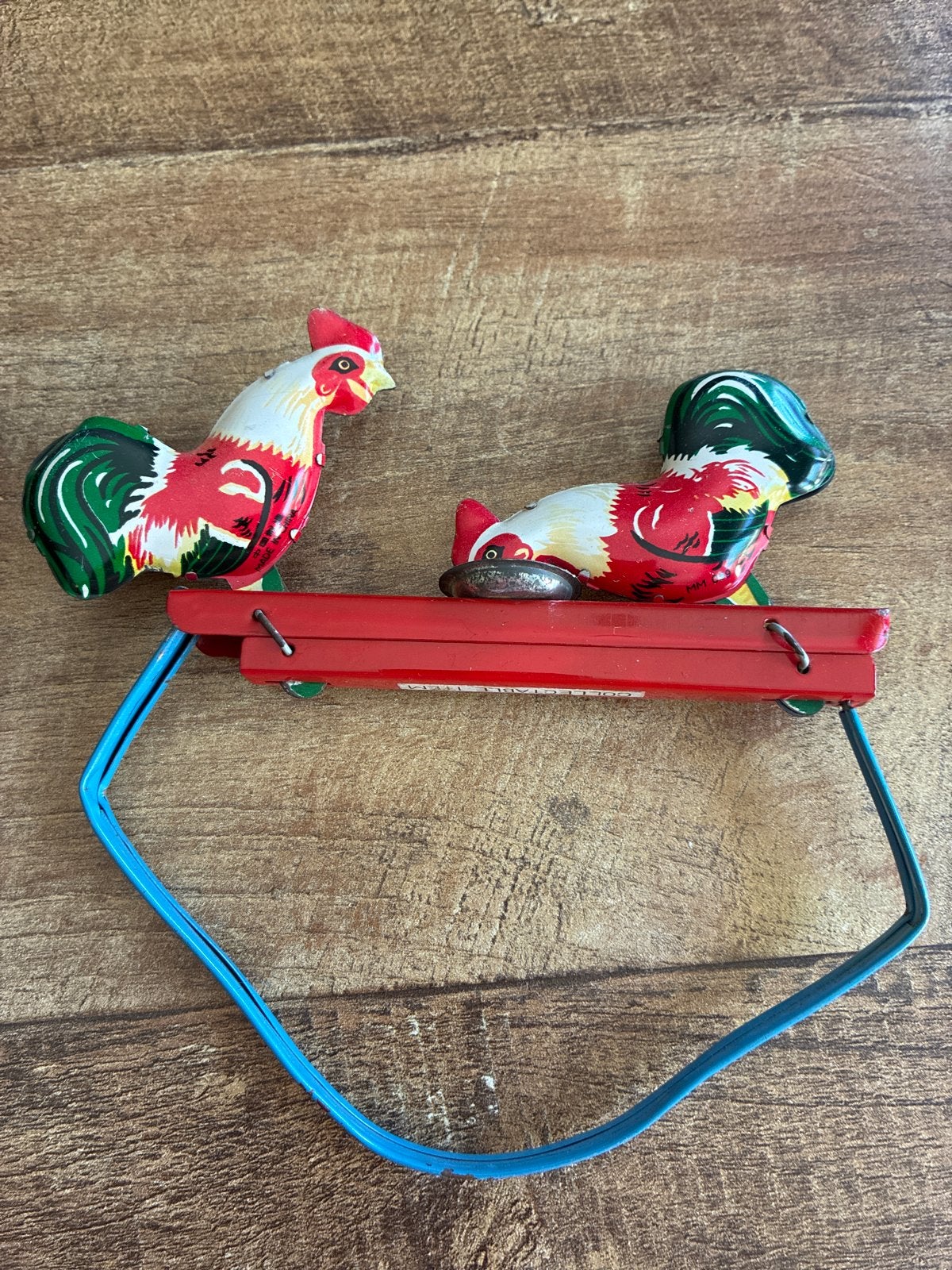 Vintage blikken speelgoed: Kippen op wagentje, Ophalen of Verzenden, Gebruikt