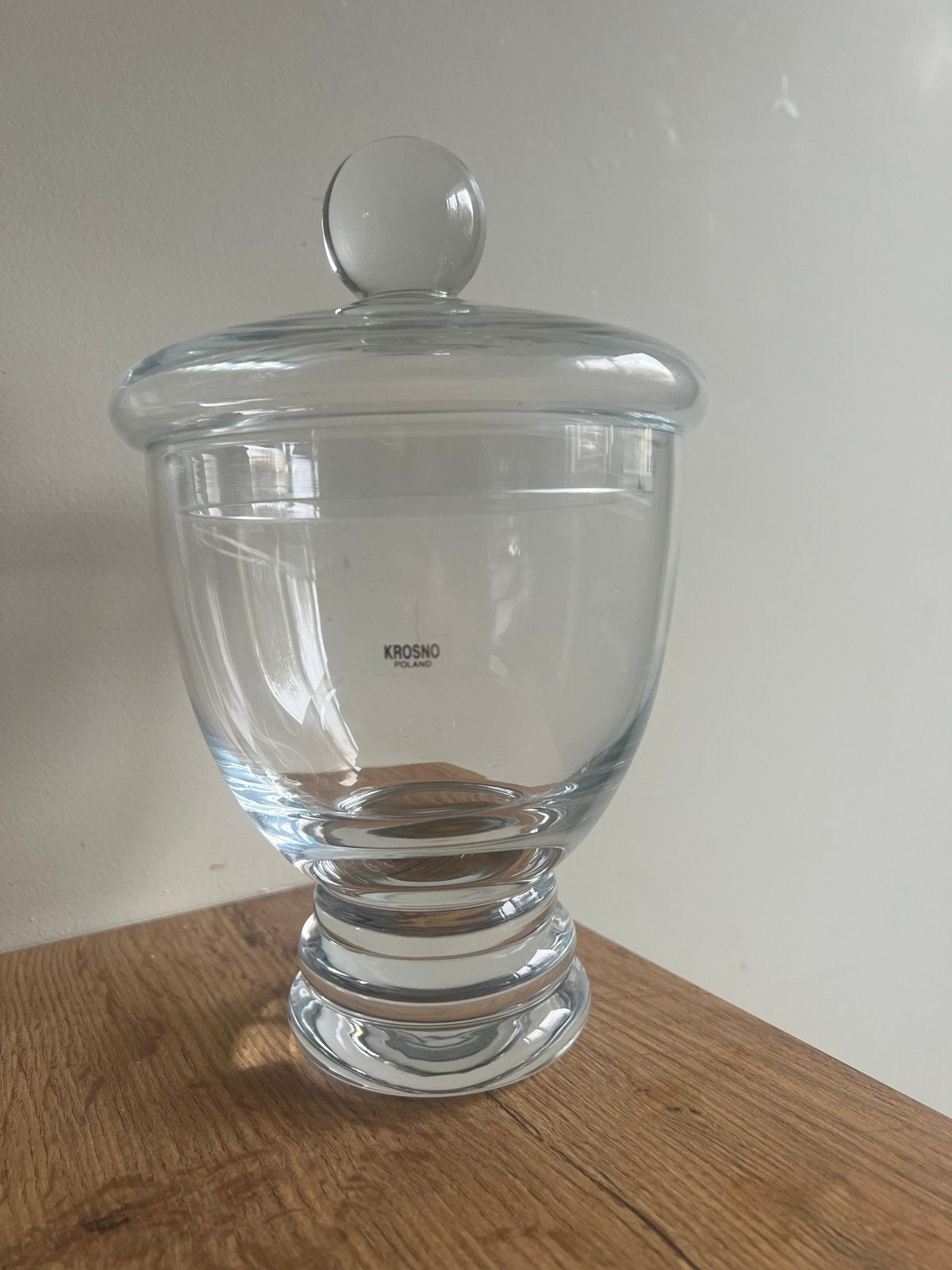 Krosno Glazen Pot met Deksel - Decoratieve Opberger, Ophalen of Verzenden, Zo goed als nieuw, Glas, Modern