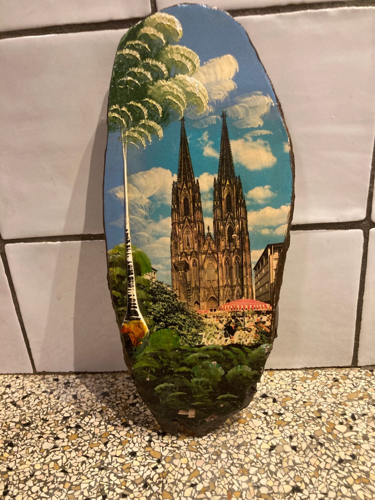 Oude kerk geschilderd, Antiek en Kunst, Ophalen of Verzenden