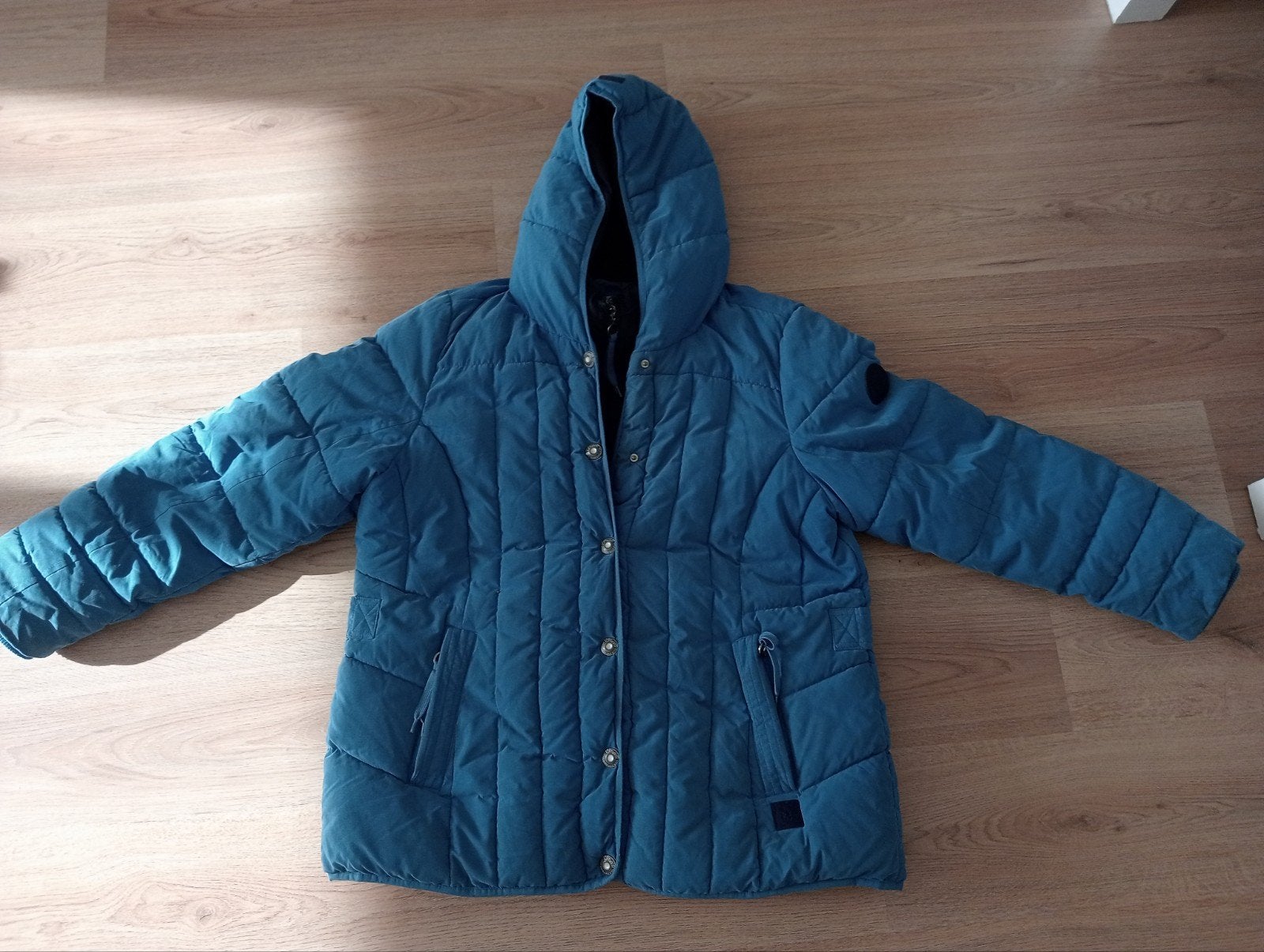 S'questo gewatteerde jas met capuchon - Maat 44, Kleding | Dames, Blauw, Maat 42/44 (L), Ophalen of Verzenden, Zo goed als nieuw