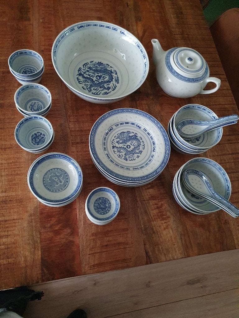 6 delig chinees servies set, Huis en Inrichting, Keuken | Servies, Nieuw, Ophalen of Verzenden, Overige stijlen, Porselein