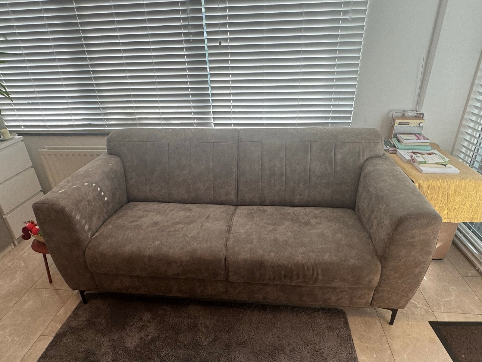Comfortabele 2,5 zits 3 zits bank in taupekleur, Ophalen, Gebruikt, 150 tot 200 cm, Tweepersoons