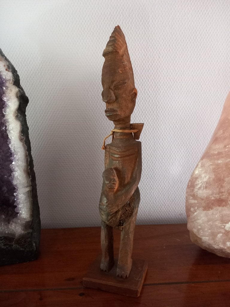 Dogon beeldje uit Mali, Hout, 40 cm, Bruin, Afrika