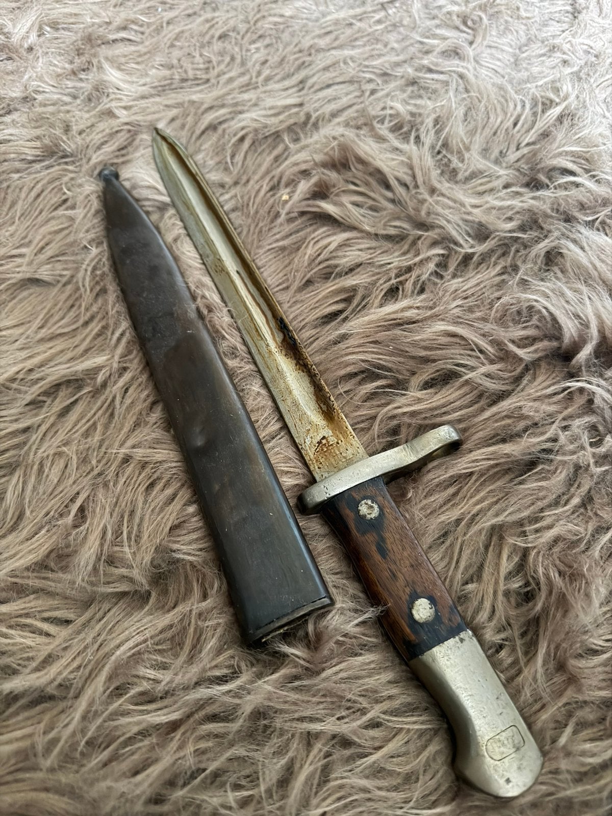 Zwitserse M1918 Bajonet met Schede (Schmidt-Rubin / K31), Ophalen of Verzenden, Mes of Dolk