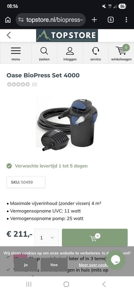 Gebruikte Oase BioPress 4000 vijverfilter, Ophalen of Verzenden