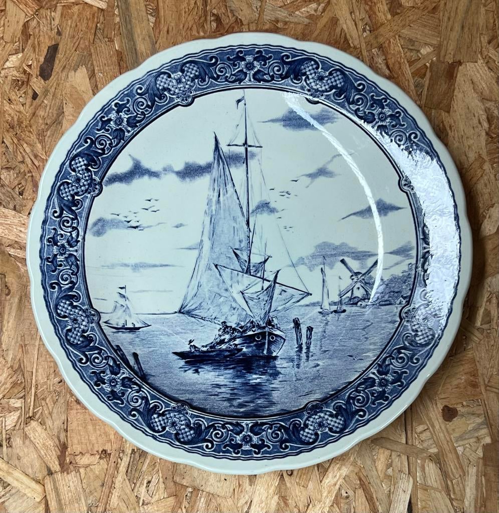 Oud Delftsblauw bord handgeschilderd, Ophalen of Verzenden