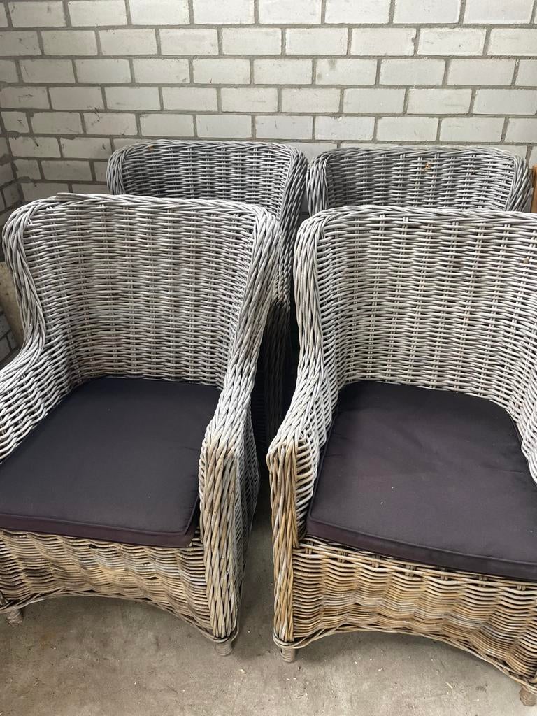 4 tuinstoelen, Ophalen, Gebruikt, Rotan