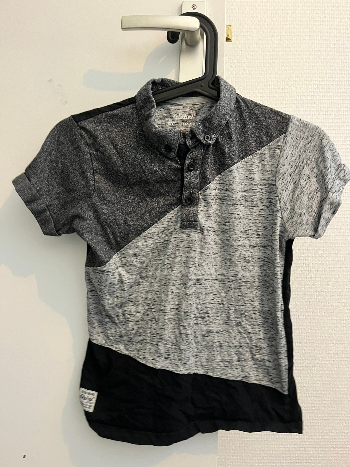Grijs gemêleerde polo van Rebel by Primark, maat 140, Ophalen of Verzenden, Zo goed als nieuw, Jongen, Shirt of Longsleeve