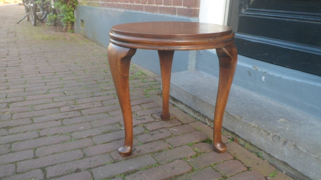 Houten bijzettafeltje plantentafel 40 cm. hoog tafeltje rond, Ophalen of Verzenden