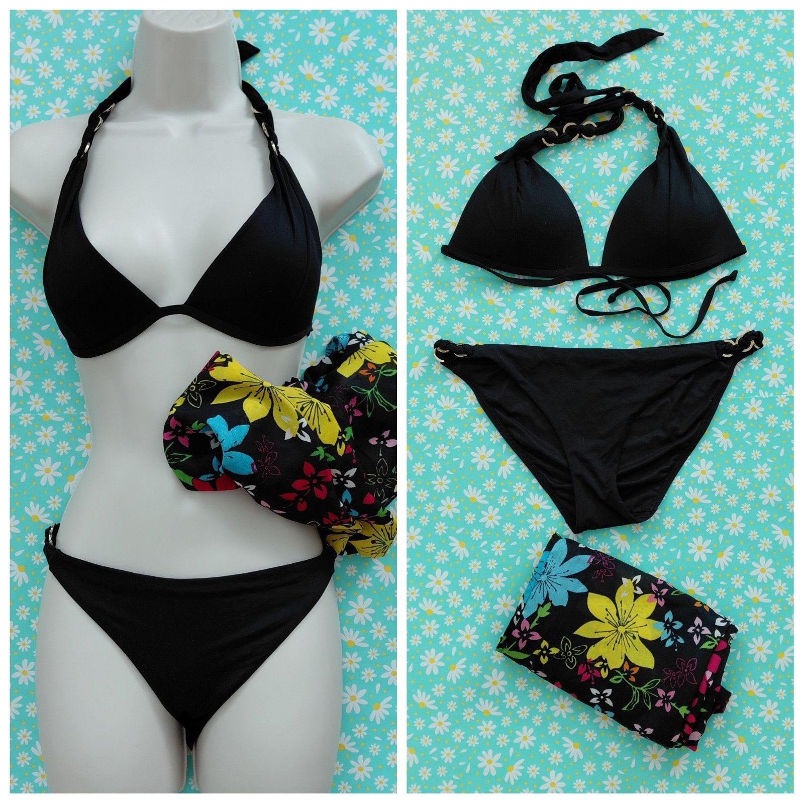 Noir bikini 75 B Hunkemöller & pareo (nieuw), Zwart, Ophalen of Verzenden, Zo goed als nieuw, Bikini