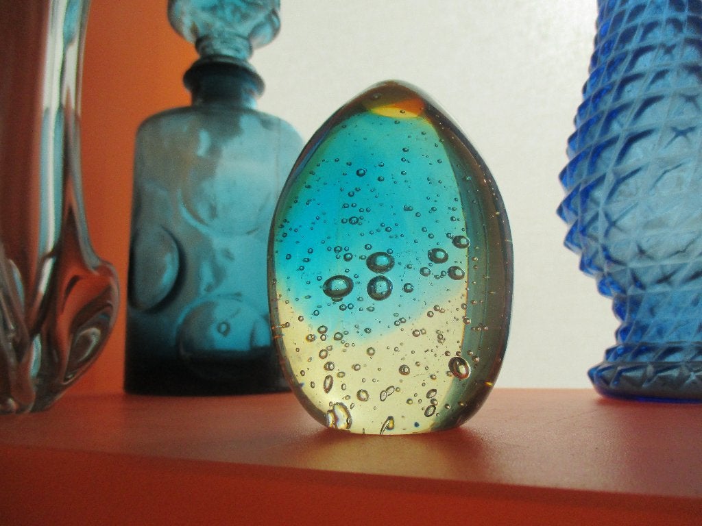 Paperpress ei blauw glas design jaren 70 vintage retro 1970s, Ophalen of Verzenden