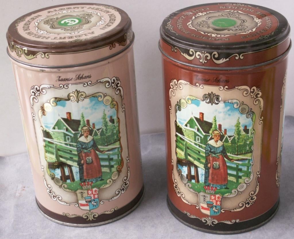 2 Vintage blikken Albert Heijn Echte Zaansche koeken, Verzamelen, Blikken, Ophalen of Verzenden, Zo goed als nieuw, Overige
