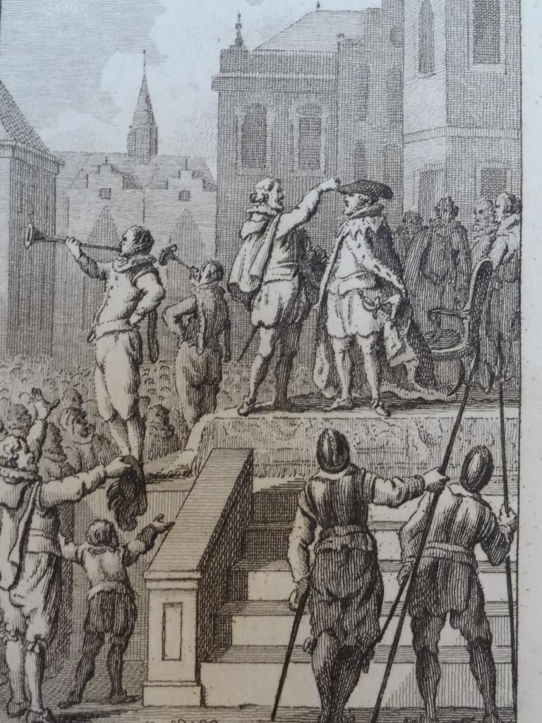 gravure huldiging van de hertog van Anjou Vinkeles, 18e eeuw, Antiek en Kunst, Kunst | Etsen en Gravures, Dagelijks leven, Verzenden