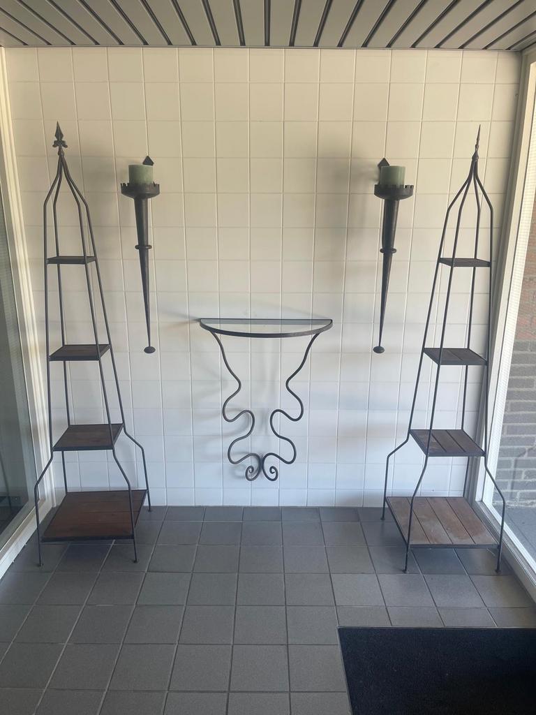 Smeedijzeren wanddecoratie set met planken en console, Ophalen, Klassiek, Metaal, Gebruikt
