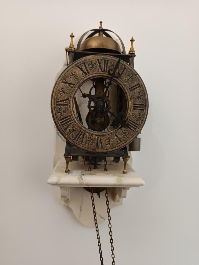 Antieke skeletklok - tempus fugit, Antiek en Kunst, Antiek | Klokken, Ophalen of Verzenden