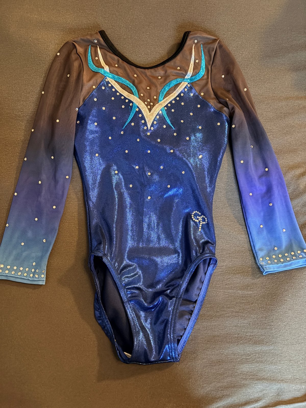 Turnpakje Glitterpakjes maat CME, Sport en Fitness, Turnen, Blauw, Zo goed als nieuw, Turnpak(je), Kindermaat 122 t/m 140