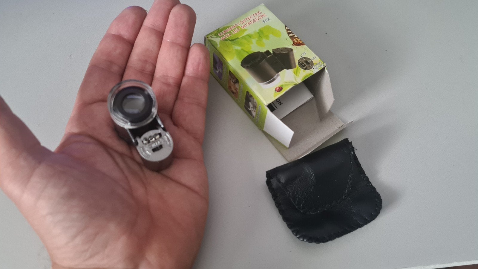 Mini LED zakmicroscoop 50x voor geld en sieraden, Ophalen of Verzenden, Gebruikt, Minder dan 400x, Onderdelen of Toebehoren