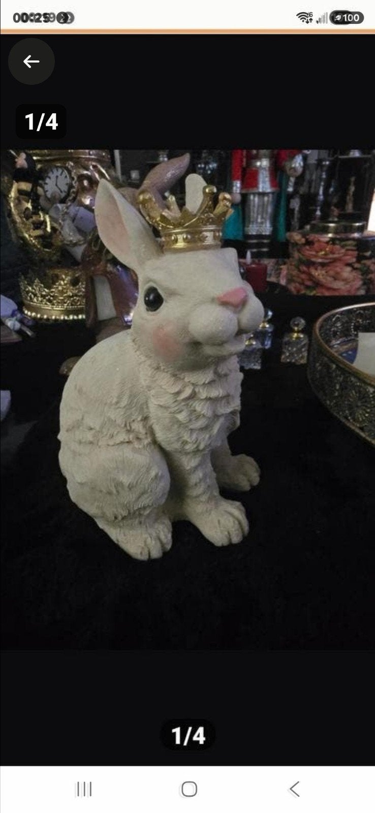 Een charmant konijnenbeeldje met een gouden kroon, Ophalen of Verzenden, Nieuw